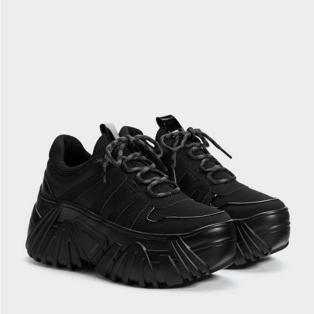 Bershka Monochrome Platform Sneakers
